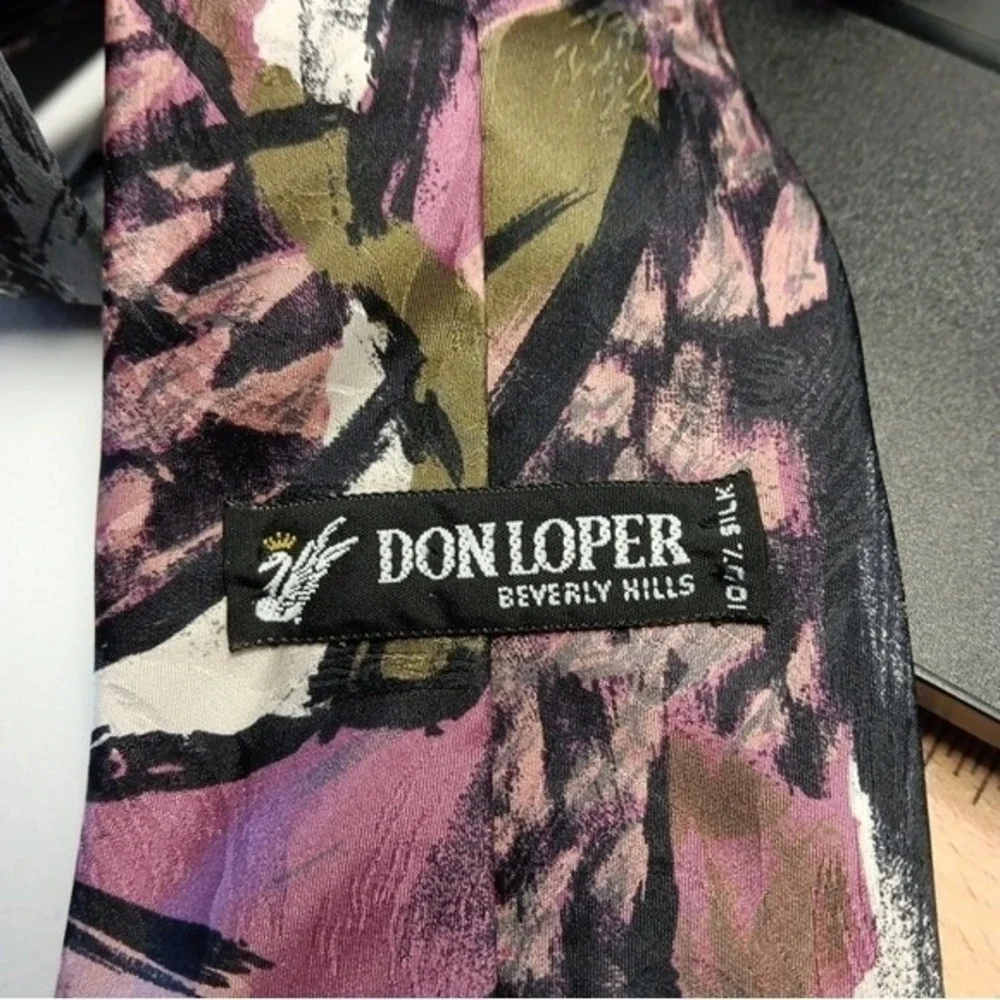 Vintage Don Loper Beverly Hills Silk Tie Lot 2 Abstract Art‎ Deco 80s Brutalist
